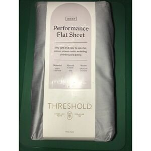 Queen 400 Thread Count Performance Flat Sheet Classic Gray - Threshold: Cotton
